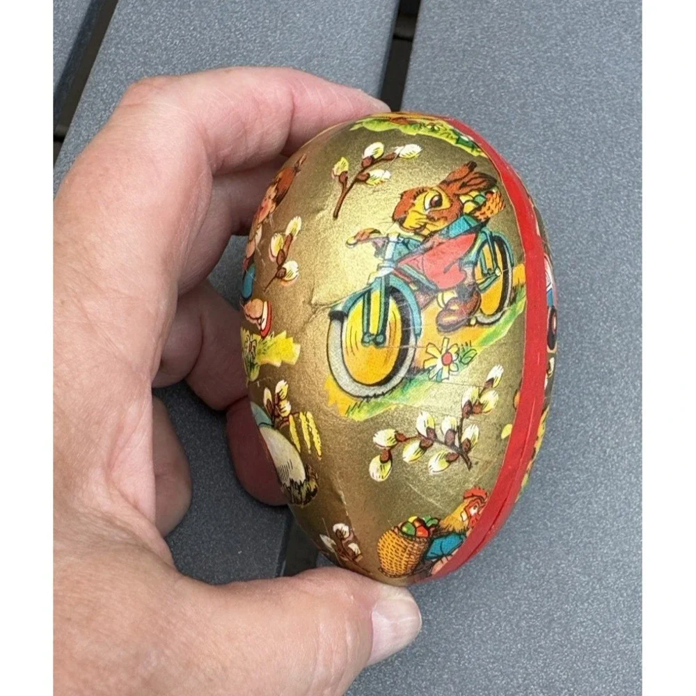 Vintage paper mache Easter eggs candy containers Germany flowers ducks rabbits